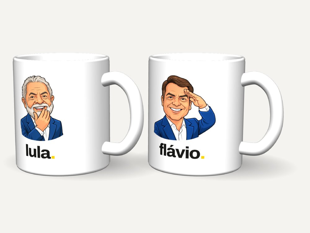 canecas lula e flávio lado a lado